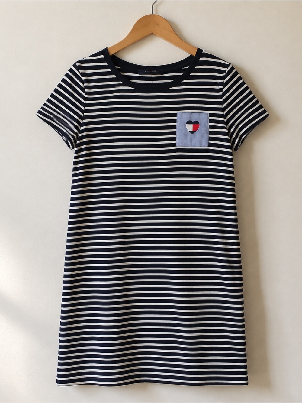 Tommy Hilfiger Striped Heart Pocket T-Shirt Dress Large